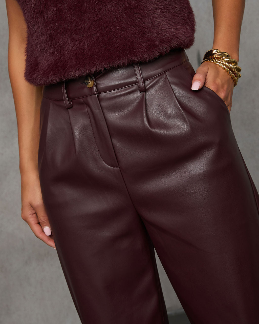 Look This Way Pleated Leather Pants-Vogue Logic