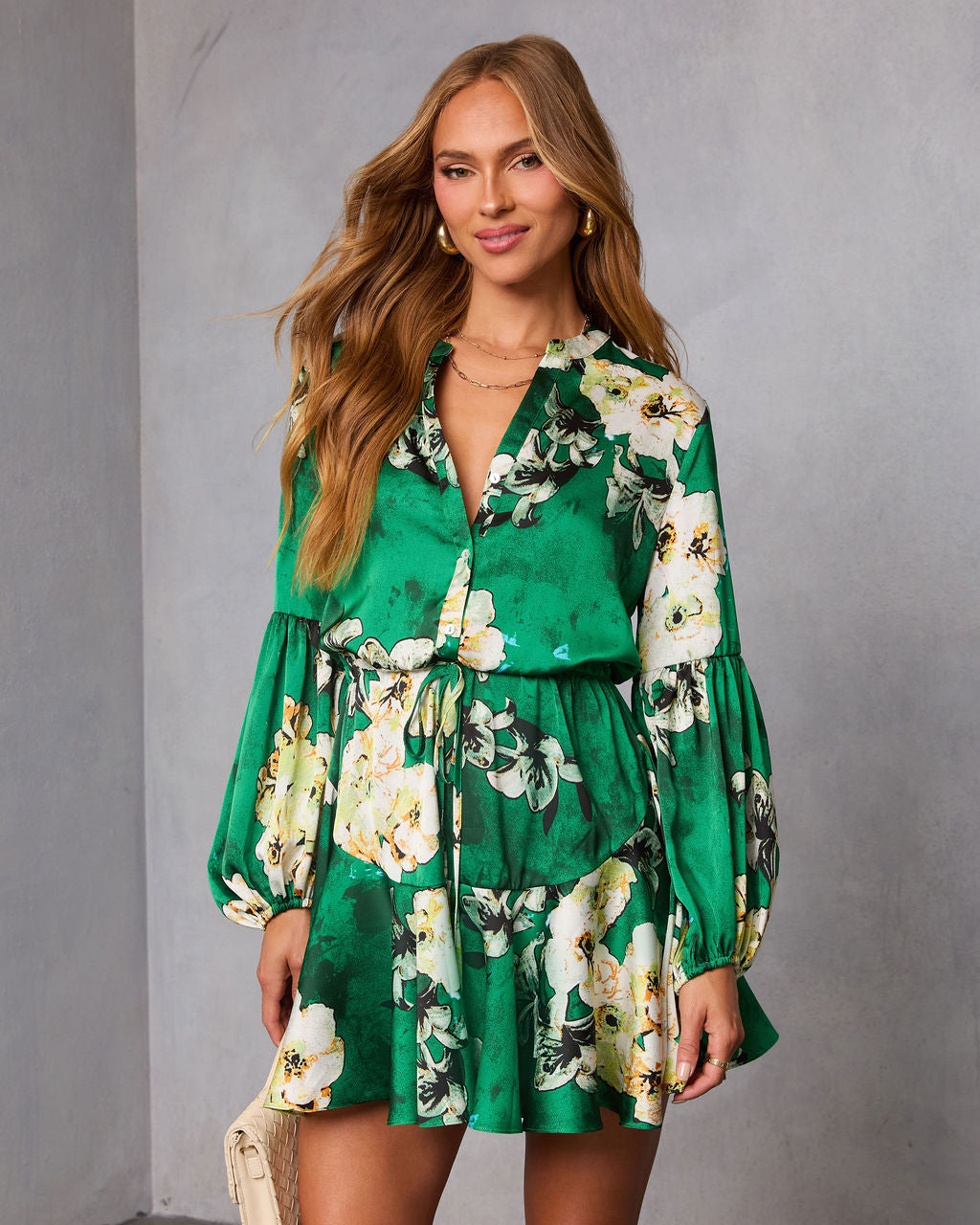 Antique Rose Drawstring Mini Dress-Vogue Logic