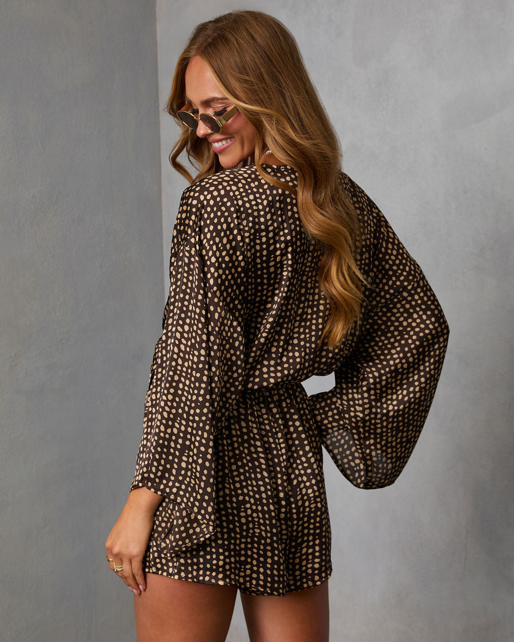 Palm Canyon Satin Tie Waist Romper-Vogue Logic