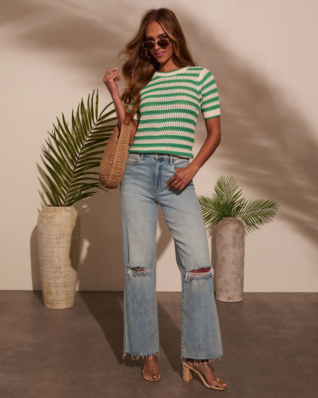 Mariselle Striped Crochet Top-Vogue Logic