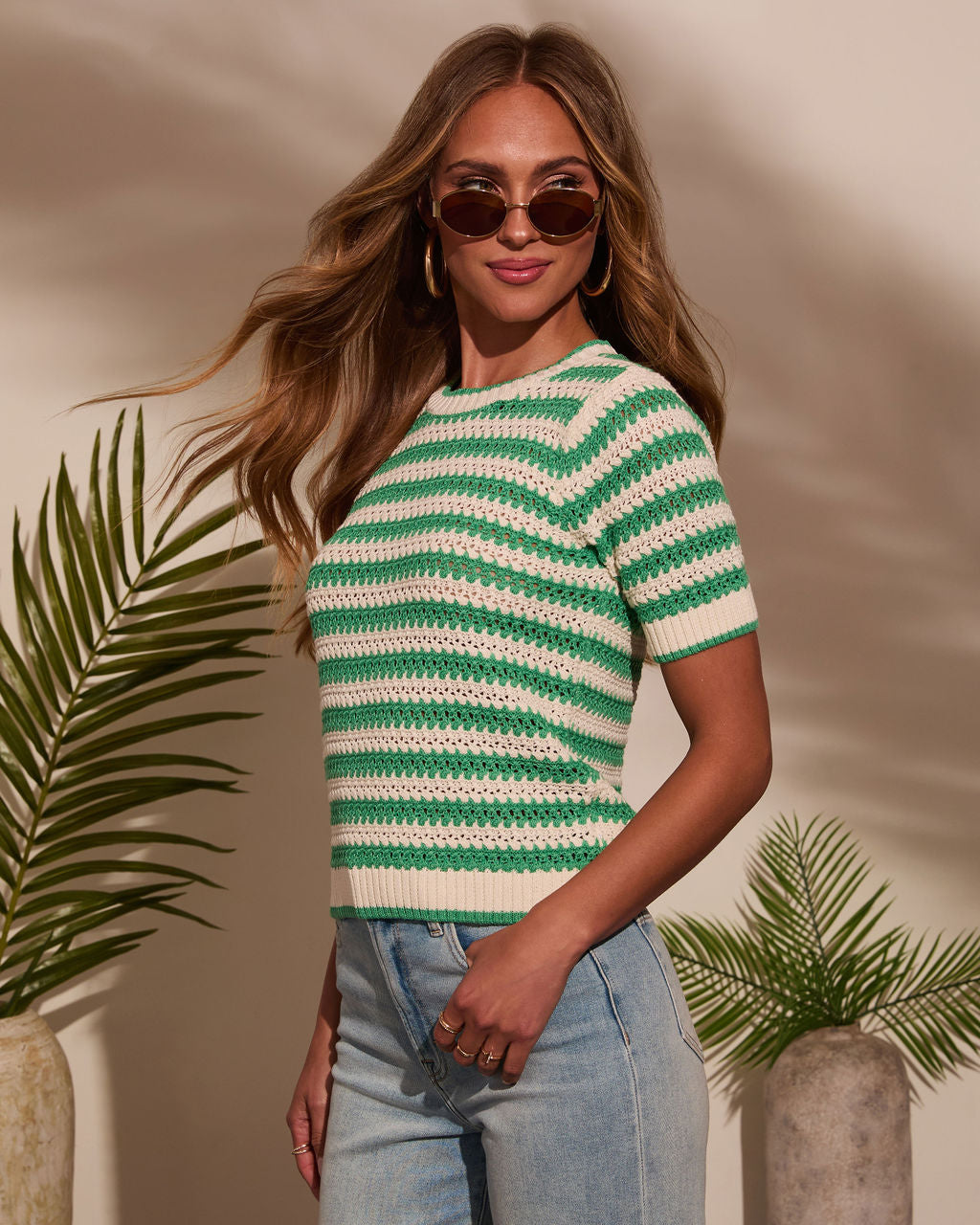 Mariselle Striped Crochet Top-Vogue Logic