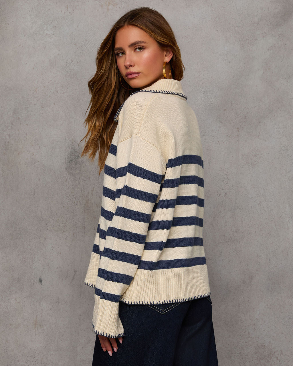 Own It Striped Sweater-Vogue Logic