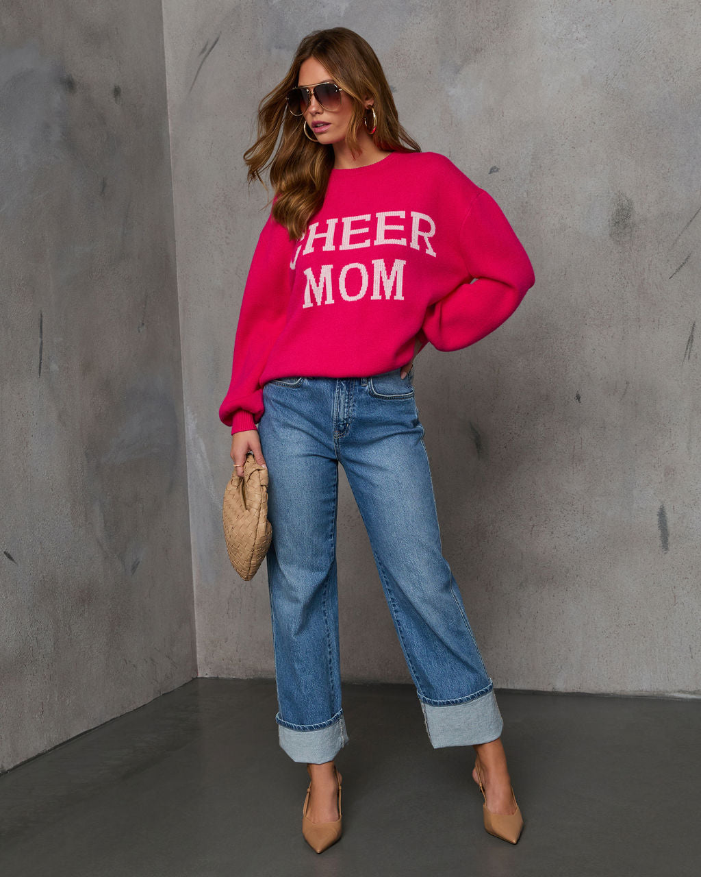 Cheer Mom Knit Pullover Sweater-Vogue Logic