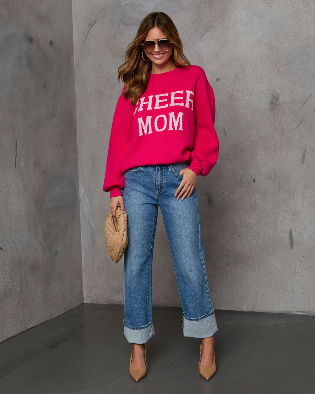 Cheer Mom Knit Pullover Sweater-Vogue Logic