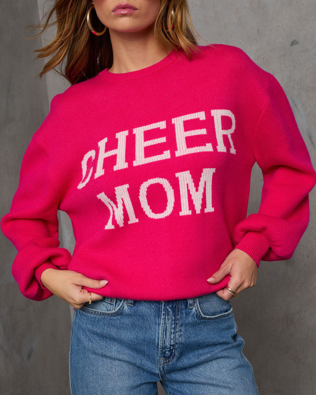 Cheer Mom Knit Pullover Sweater-Vogue Logic