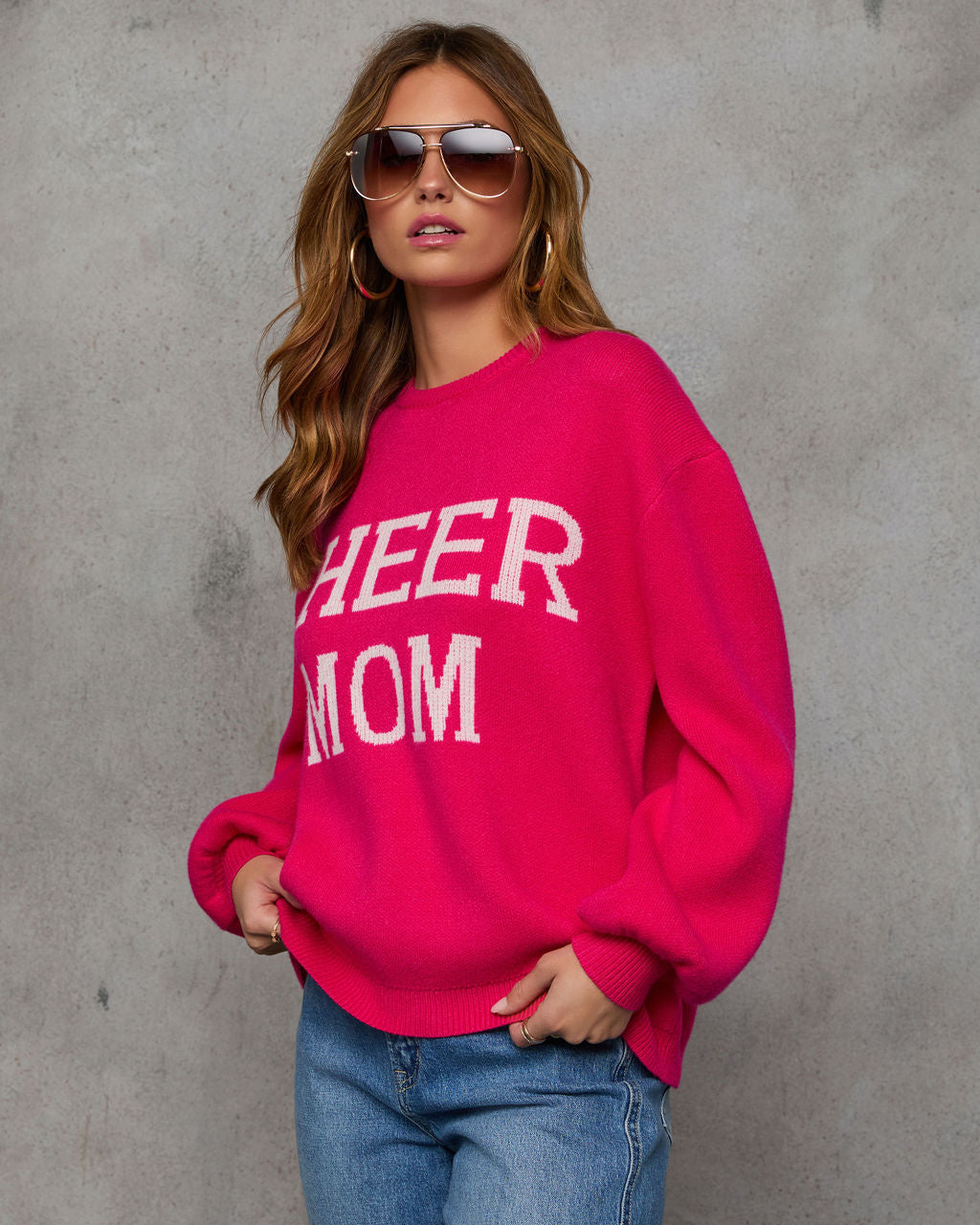 Cheer Mom Knit Pullover Sweater-Vogue Logic