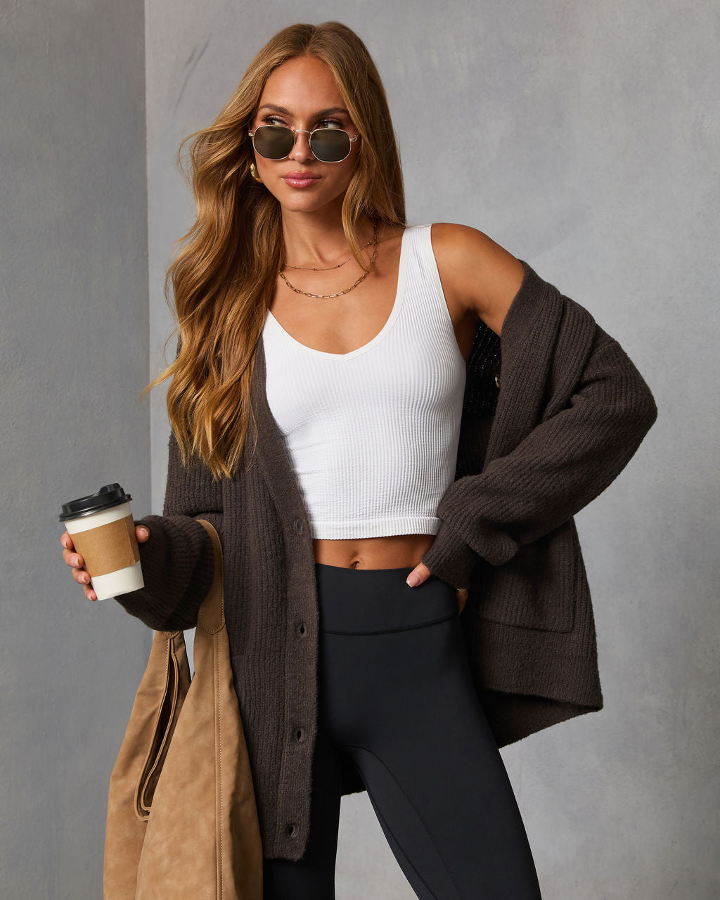 Warm Latte Oversized Cardigan-Vogue Logic