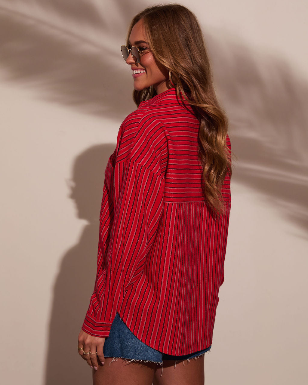 Tinslee Striped Button Down Top-Vogue Logic