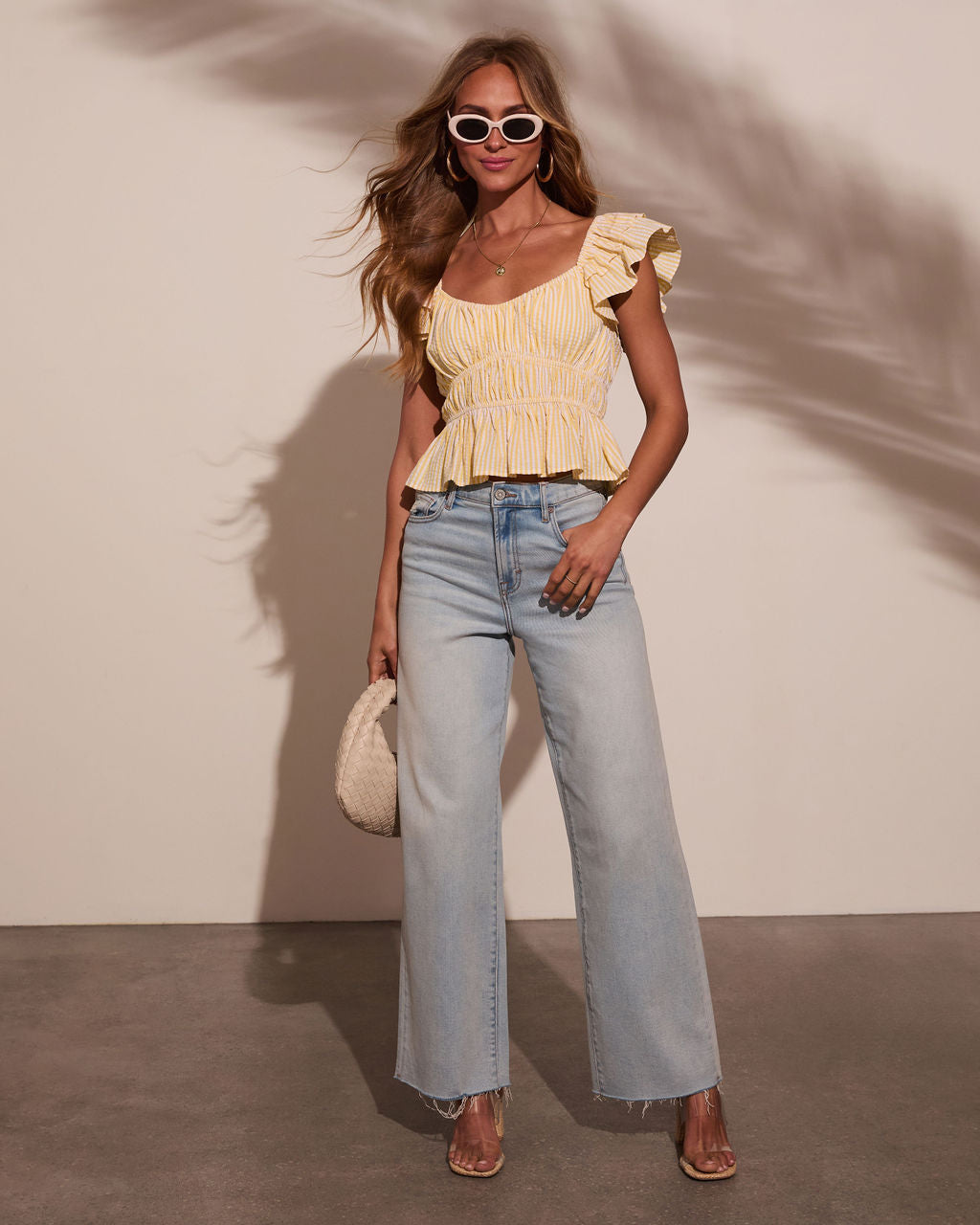 Ciara Smocked Peplum Top-Vogue Logic