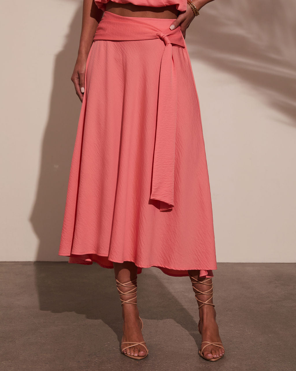 Sharena Waist Tie Midi Skirt-Vogue Logic