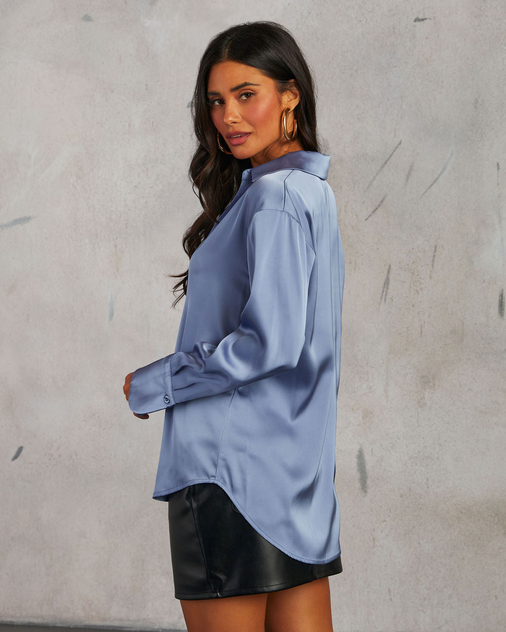 Kayla Satin Button Down Top-Vogue Logic