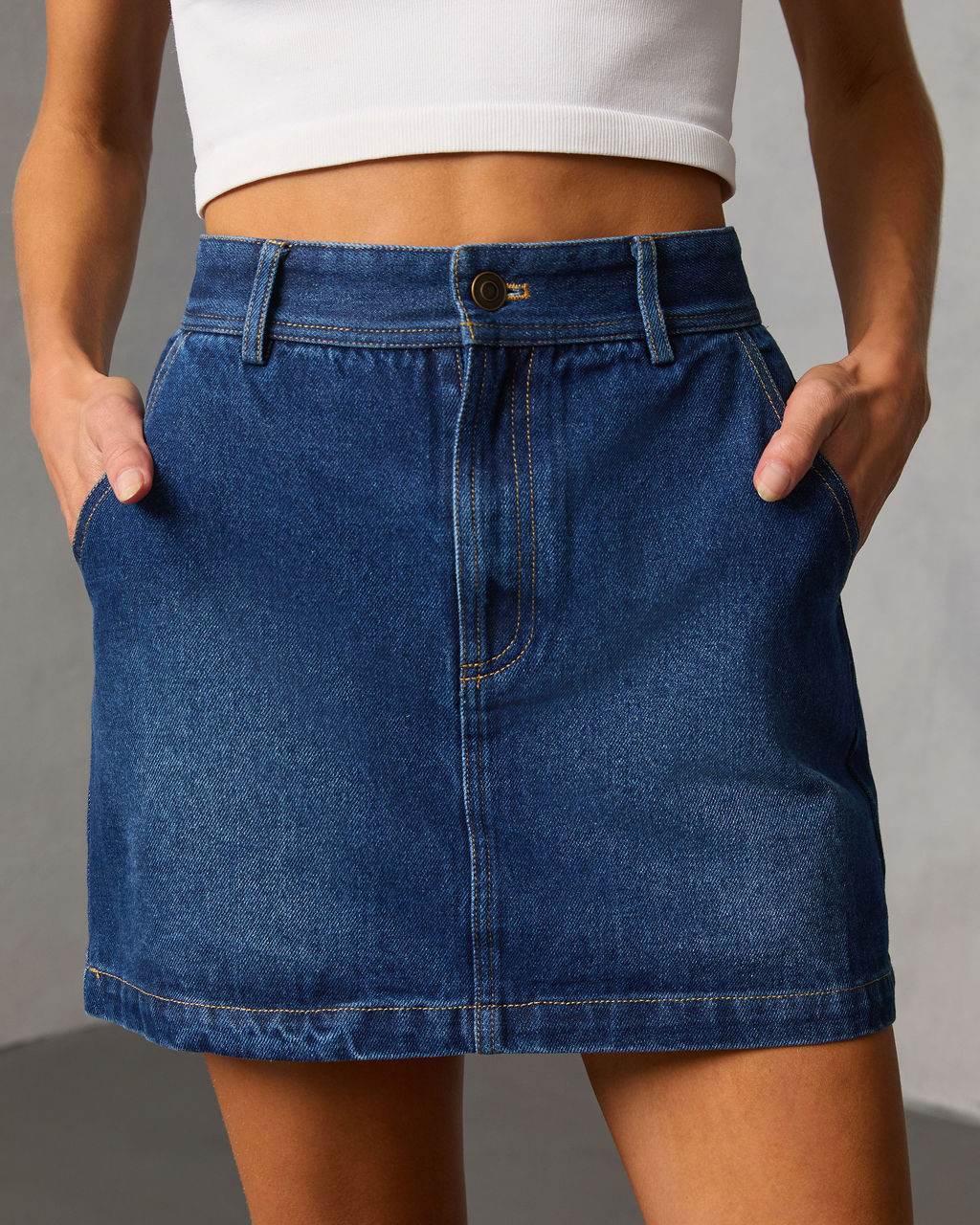 Marlborough Denim Mini Skirt-Vogue Logic
