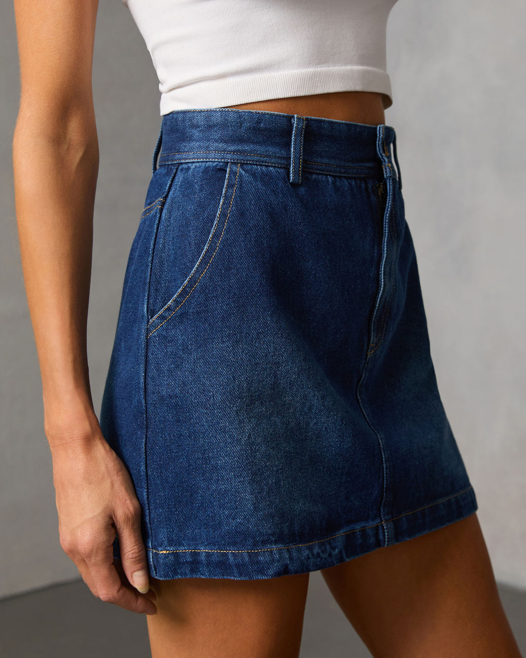 Marlborough Denim Mini Skirt-Vogue Logic