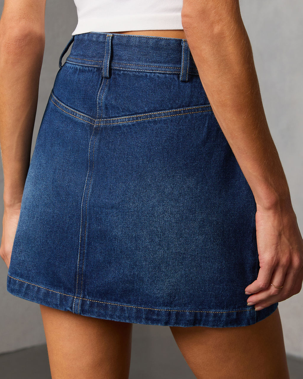 Marlborough Denim Mini Skirt-Vogue Logic