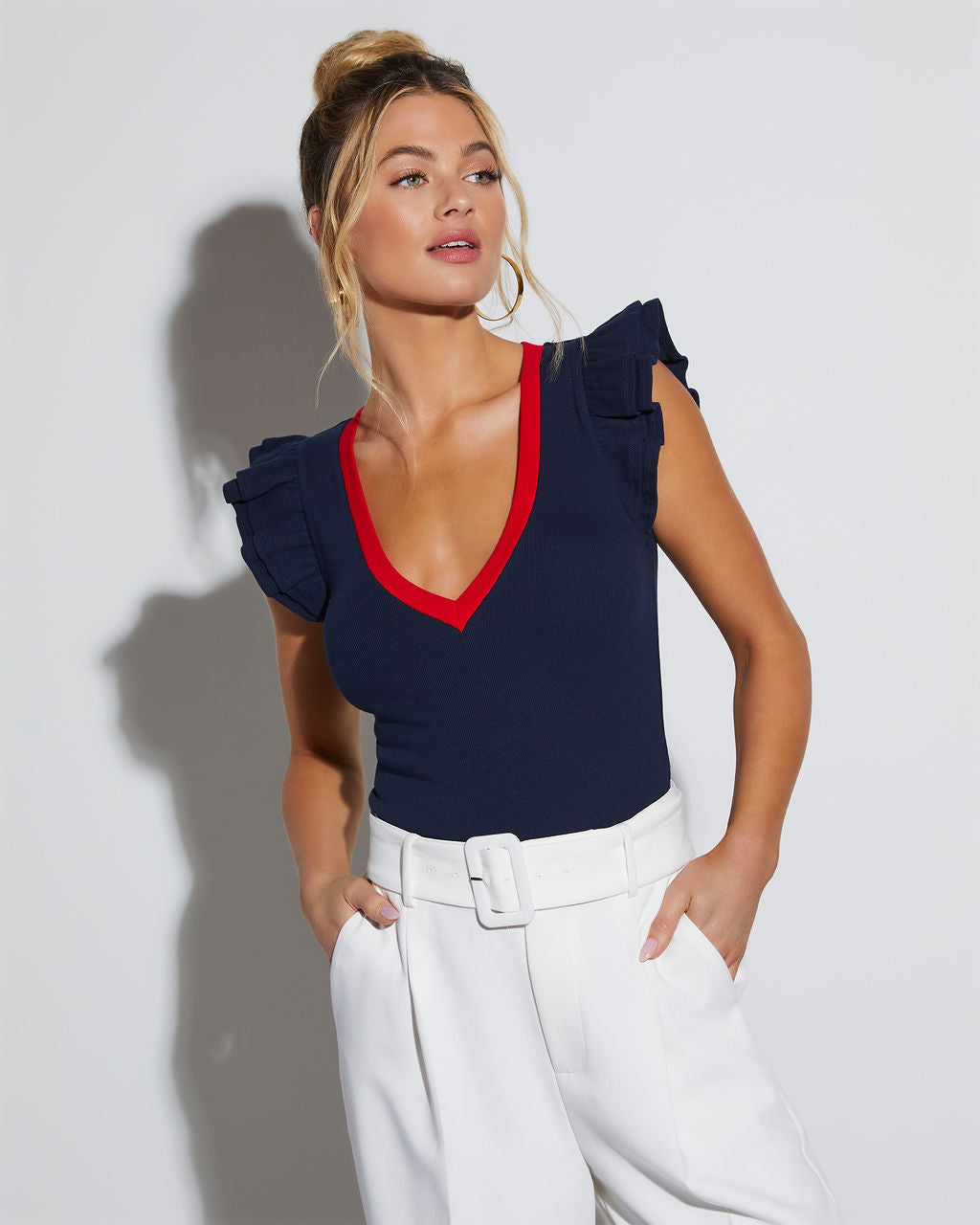 Wilma Ribbed Short Sleeve Top-Vogue Logic