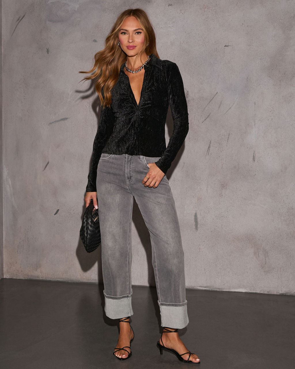 Brandie Ruched Velvet Top-Vogue Logic