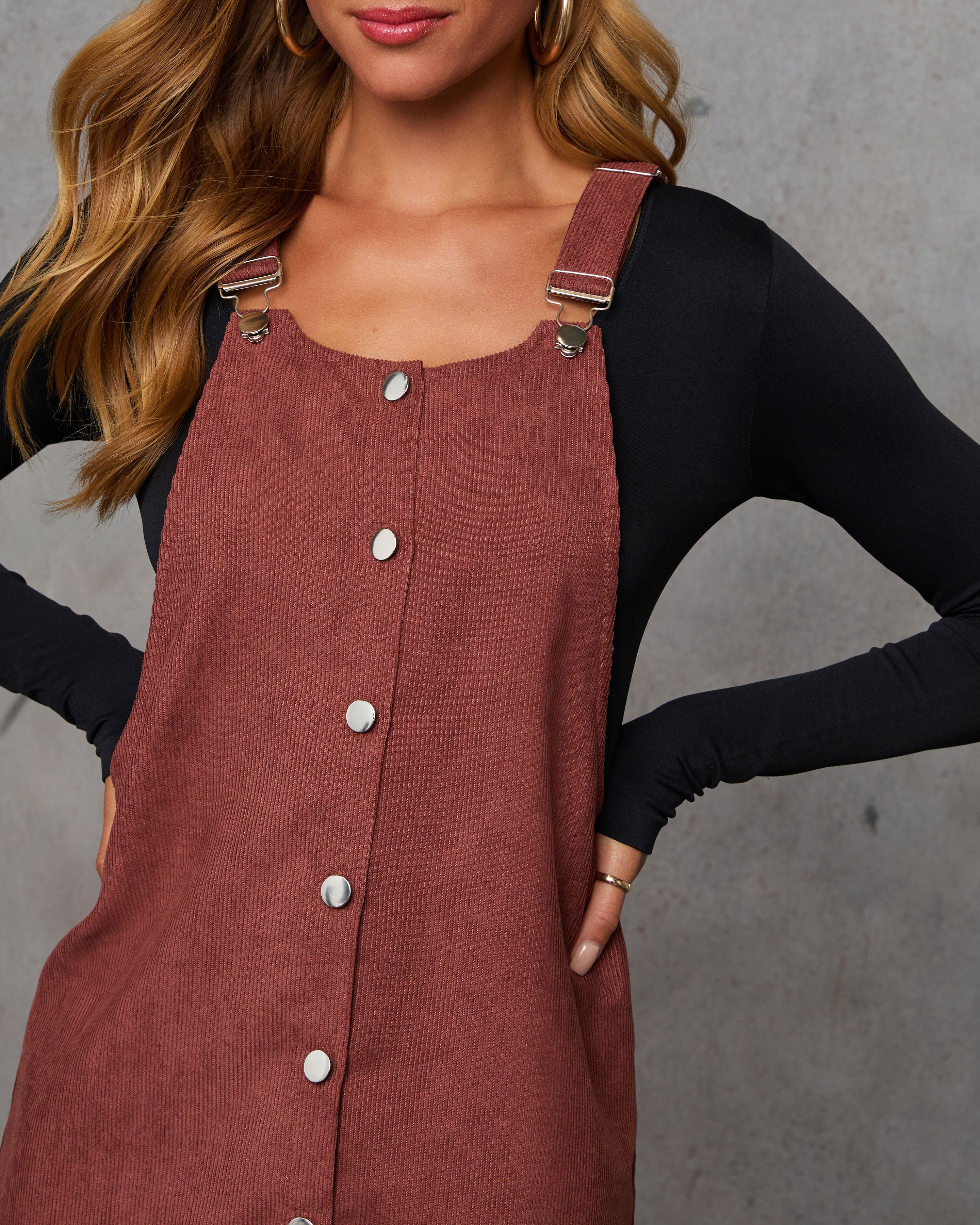 Caribel Corduroy Button Up Mini Dress-Vogue Logic