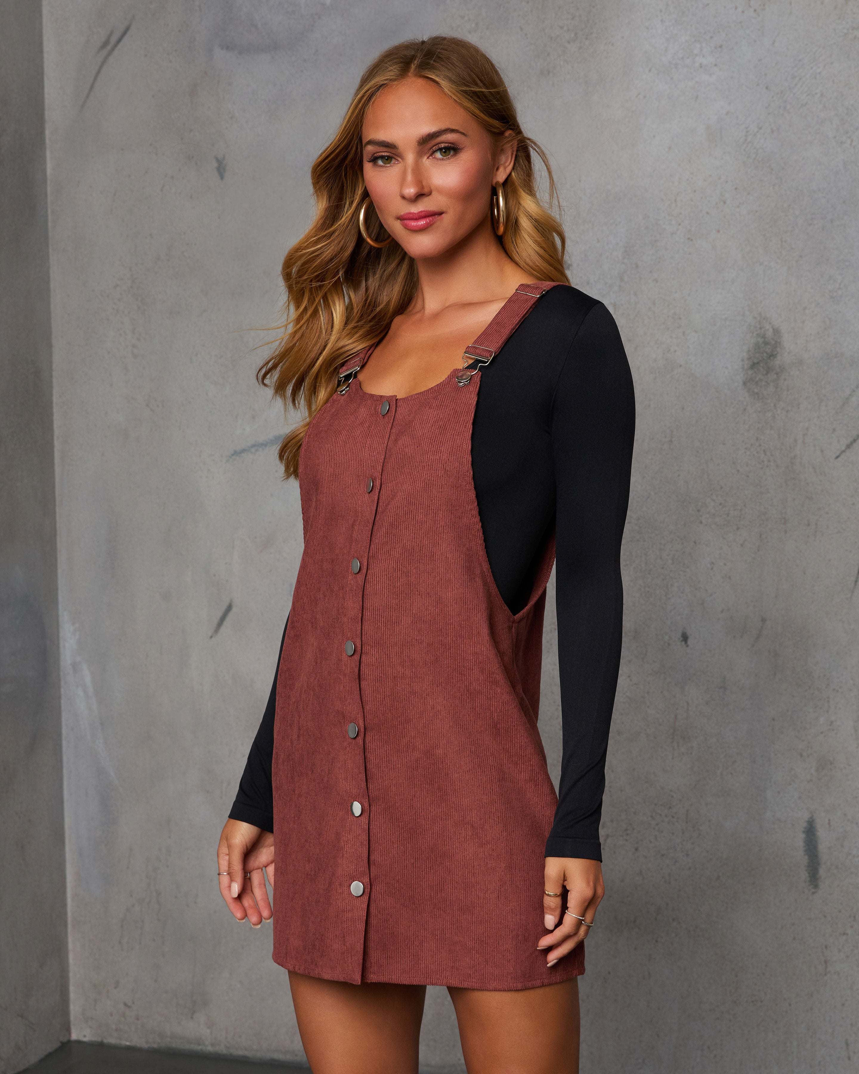 Caribel Corduroy Button Up Mini Dress-Vogue Logic