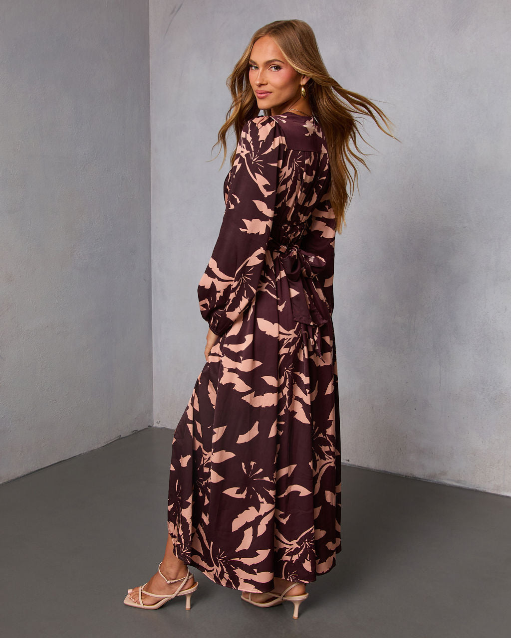Maple Bloom A Line Maxi Dress-Vogue Logic