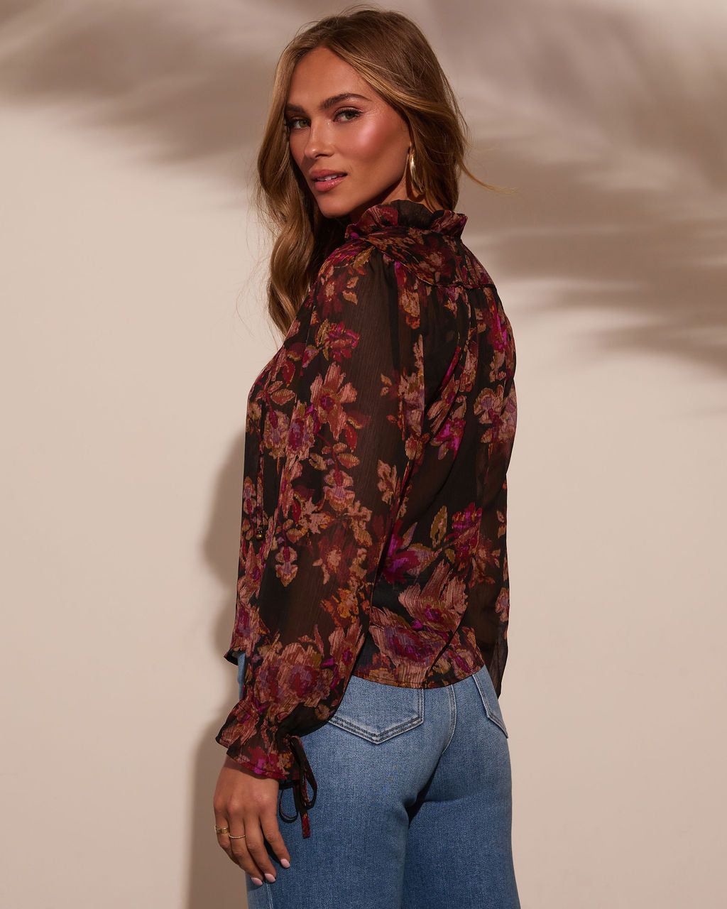 Roslynn Floral Necktie Blouse-Vogue Logic