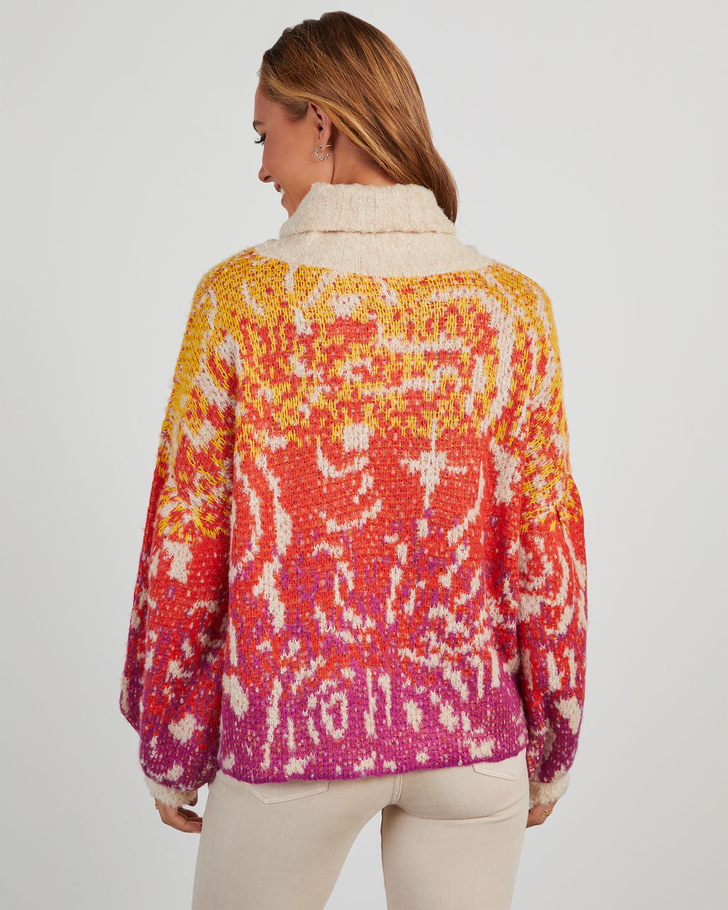 Kimi Printed Turtleneck Sweater-Vogue Logic