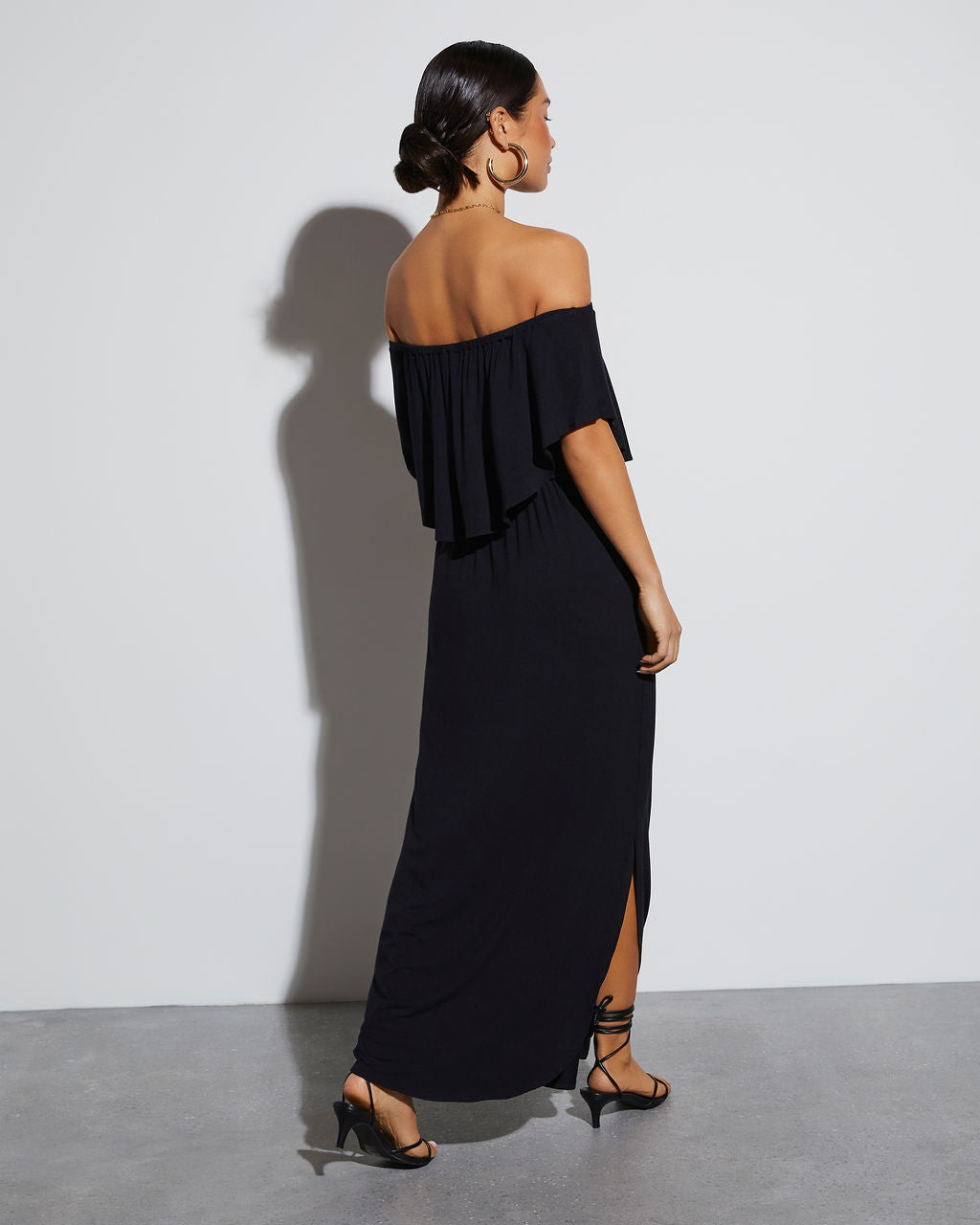 Kara Off The Shoulder Pocketed Maxi Dress-Vogue Logic