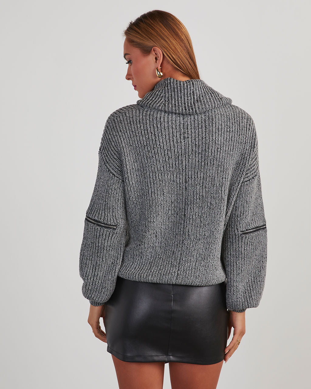 Shoreditch Cotton Blend Zip Sleeve Knit Sweater-Vogue Logic