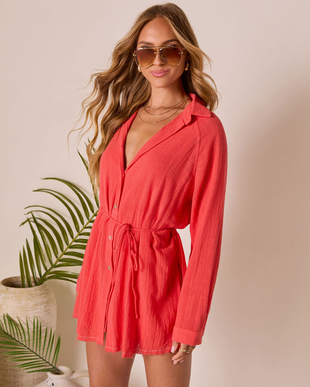 Wave Whisper Long Sleeve Romper-Vogue Logic