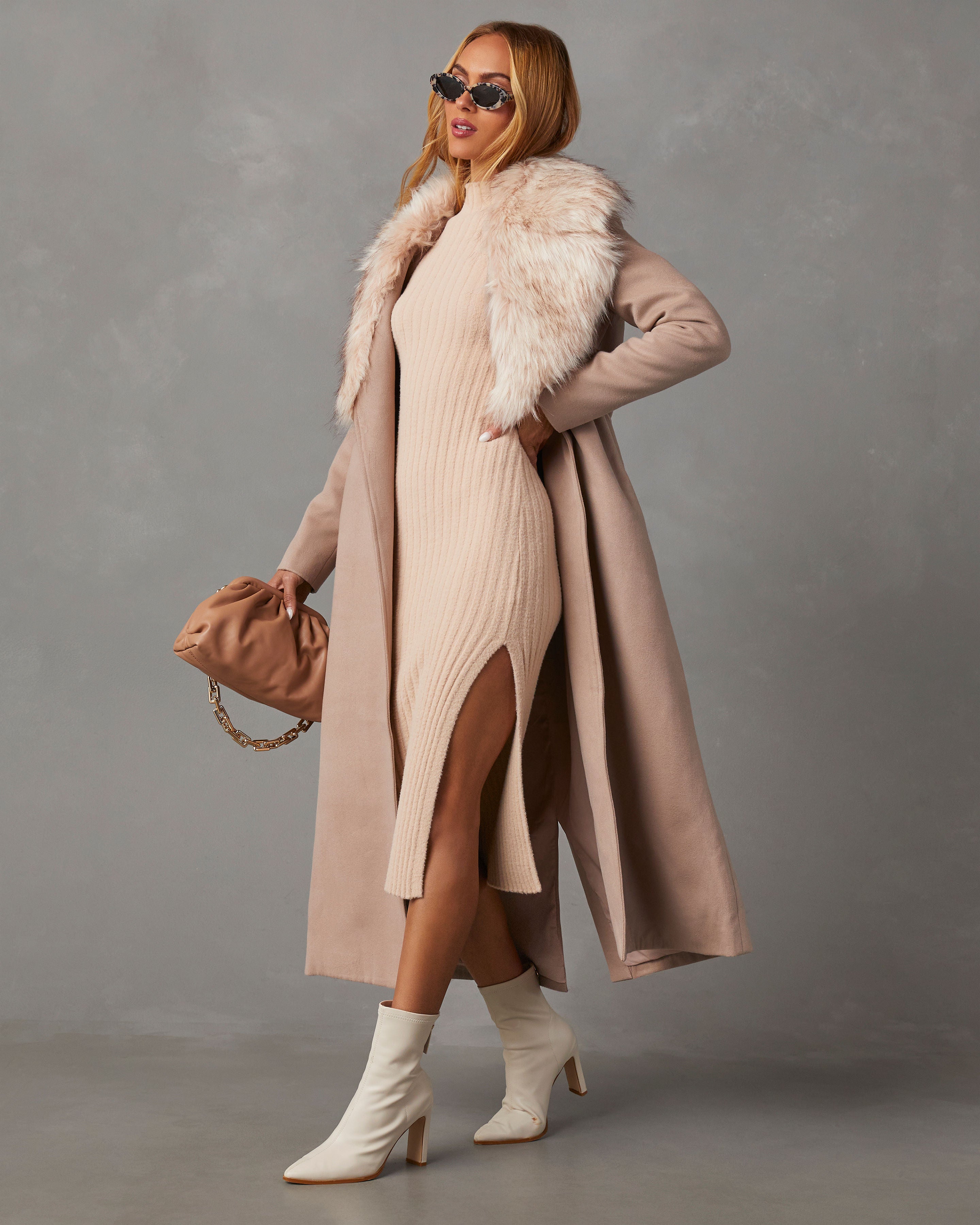 Lidia Ribbed Midi Sweater Dress-Vogue Logic