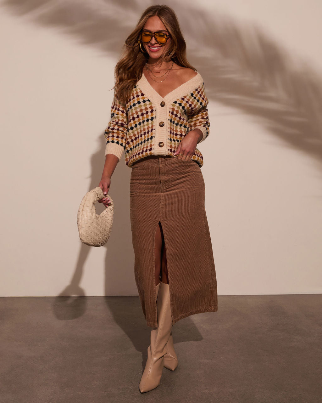 Cozy Up Abstract Knit Cardigan-Vogue Logic