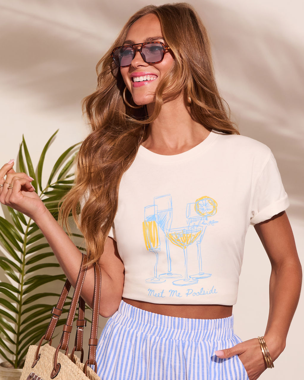 Meet Me Poolside Graphic Short Sleeve Top-Vogue Logic