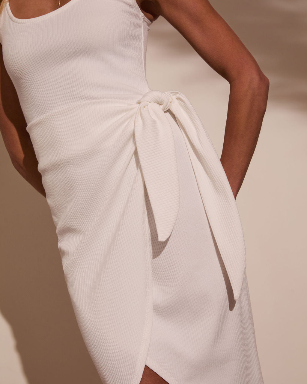 Wilmer Ribbed Front Tie Mini Dress-Vogue Logic
