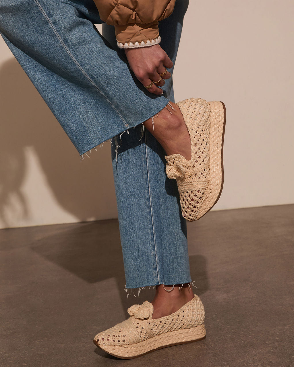 Lyla Straw Platform Bow Sneaker-Vogue Logic
