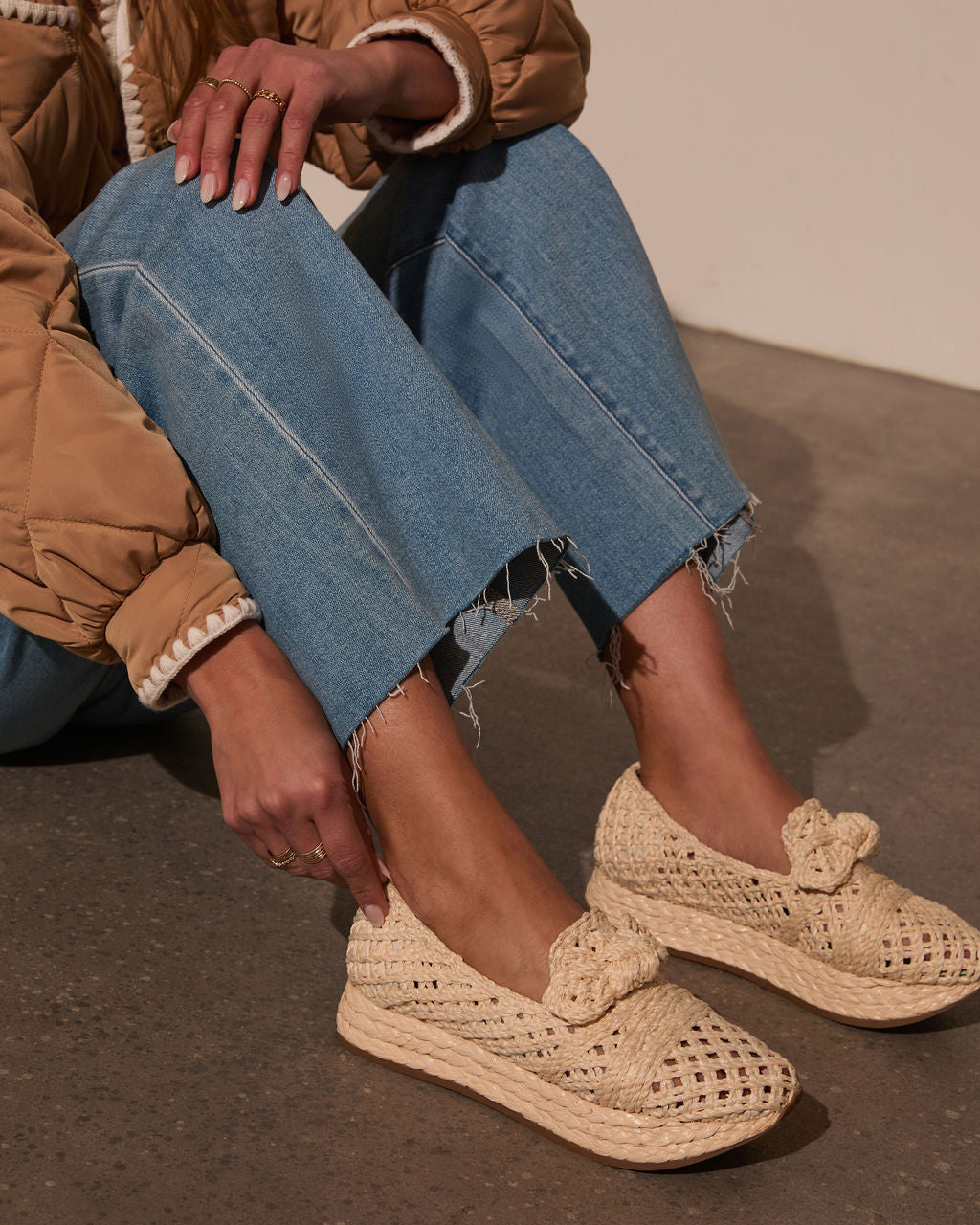 Lyla Straw Platform Bow Sneaker-Vogue Logic