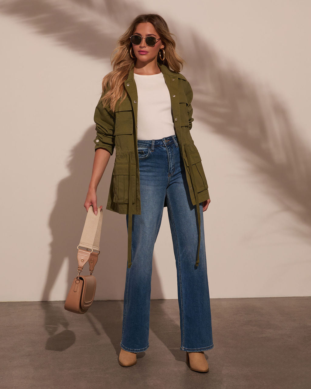 Stay Ready Cinched Waist Utility Jacket-Vogue Logic