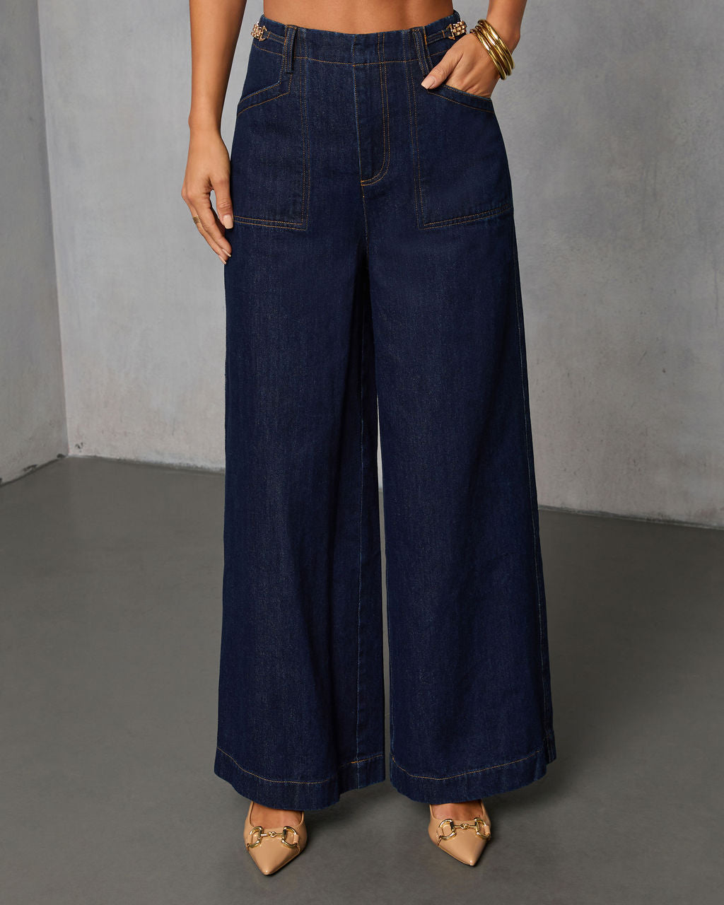 Annise Rigid High Waisted Wide Leg Jeans-Vogue Logic
