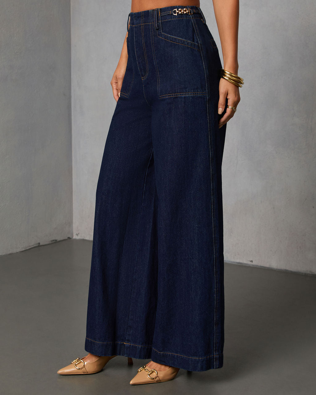 Annise Rigid High Waisted Wide Leg Jeans-Vogue Logic