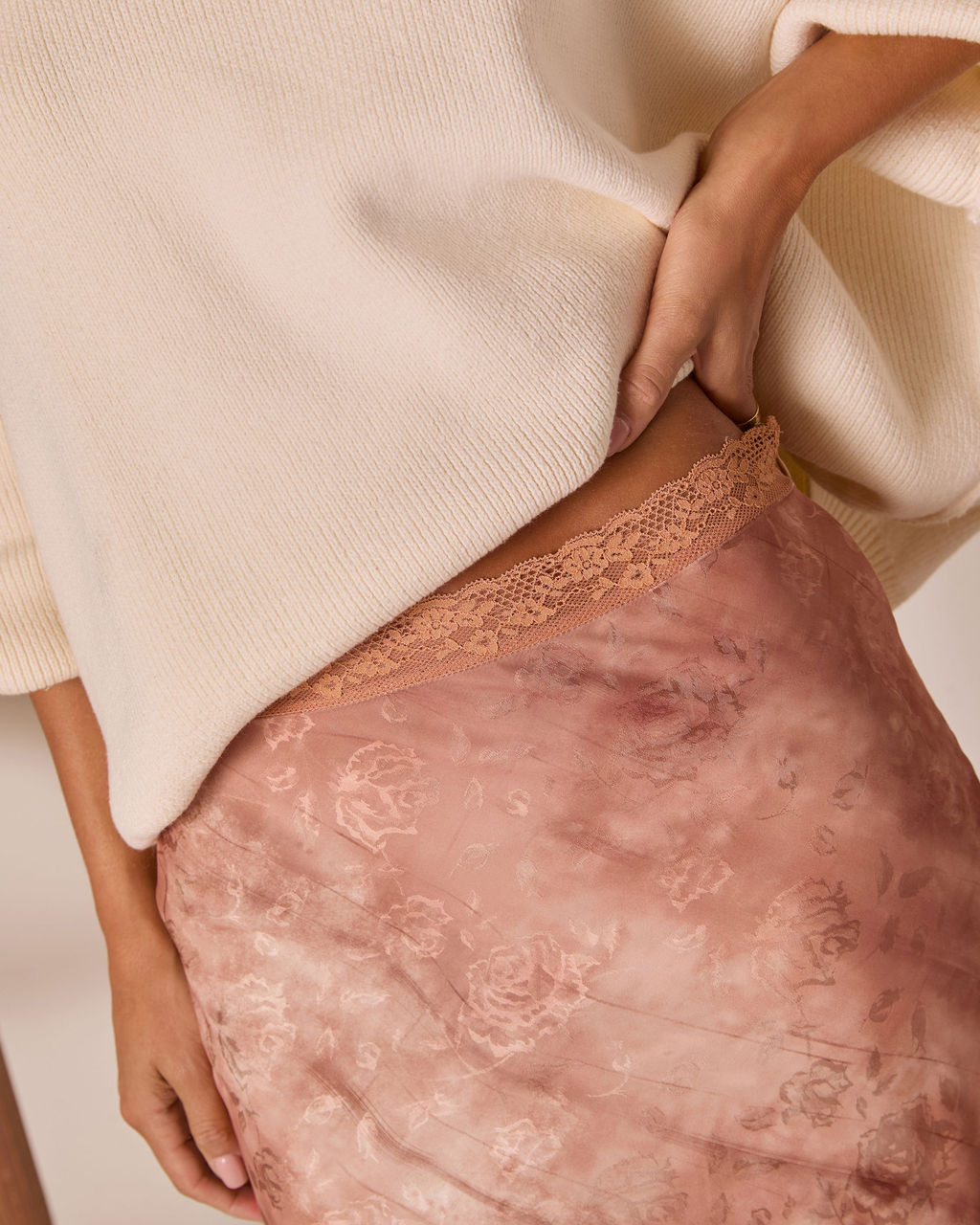 Rogue Bloom Satin Jacquard Printed Maxi Skirt-Vogue Logic