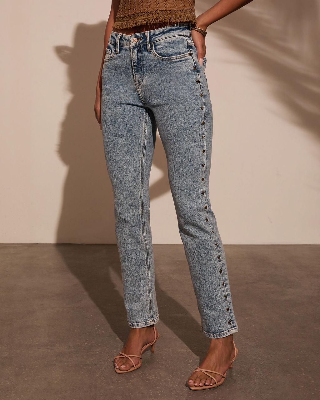Coralyn Super Stretch Embellished Straight Leg Jeans-Vogue Logic
