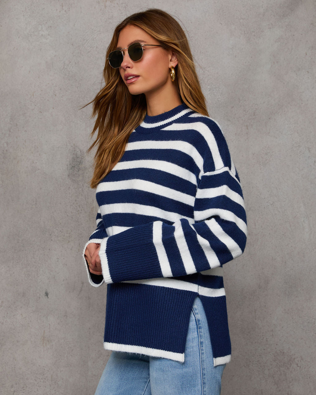 Dont Mind Me Striped Knit Sweater-Vogue Logic