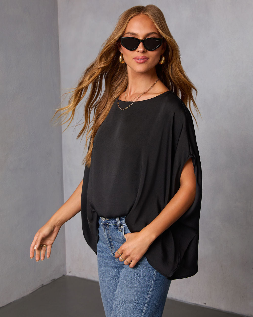Mallena Slit Sleeve Top-Vogue Logic