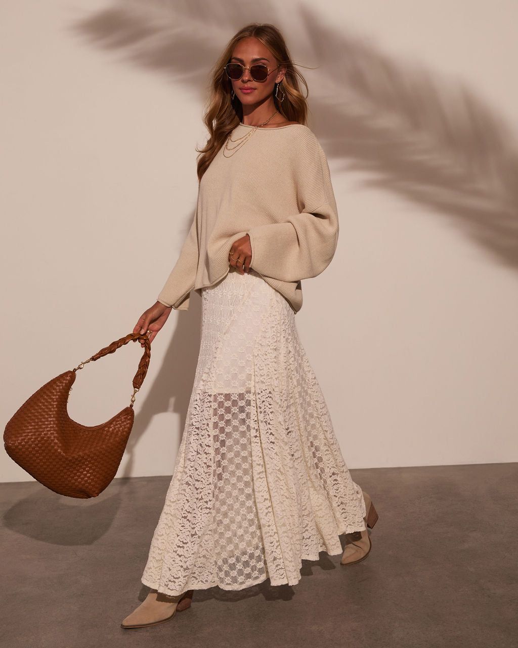 Sundrenched Lace Maxi Skirt-Vogue Logic