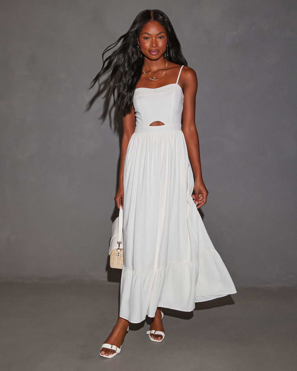 Eleanor A-Line Front Cutout Maxi Dress-Vogue Logic