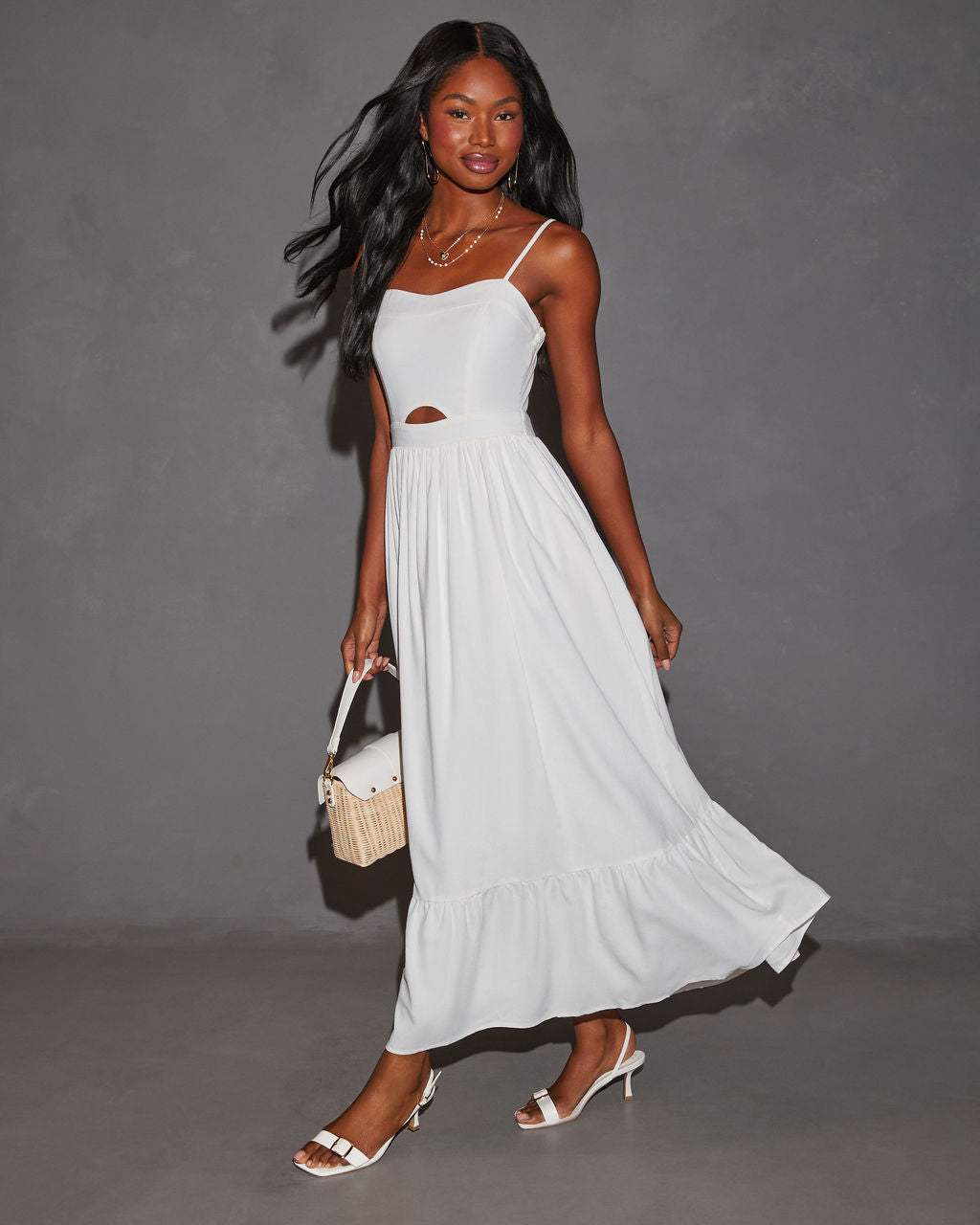 Eleanor A-Line Front Cutout Maxi Dress-Vogue Logic