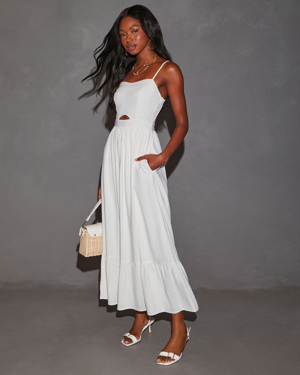 Eleanor A-Line Front Cutout Maxi Dress-Vogue Logic