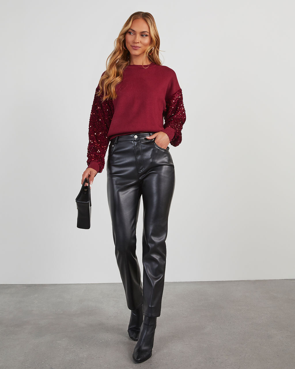 Yumi Contrast Sequin Knit Sweater-Vogue Logic