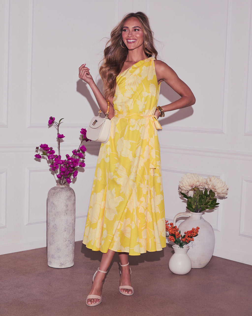 Toren Floral One Shoulder Maxi Dress-Vogue Logic