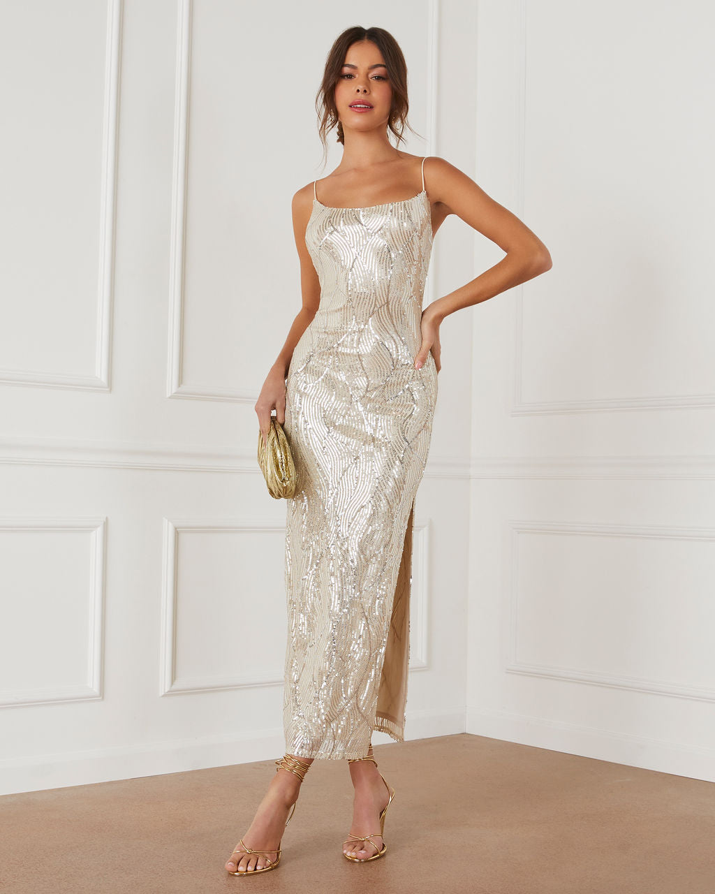 Party Glam Sequin Midi Dress-Vogue Logic