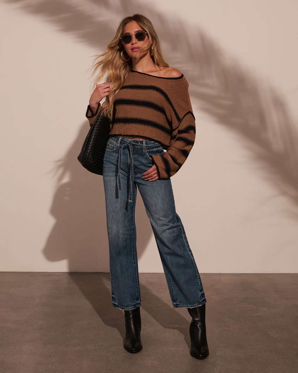 Beachside Striped Cotton Blend Sweater-Vogue Logic