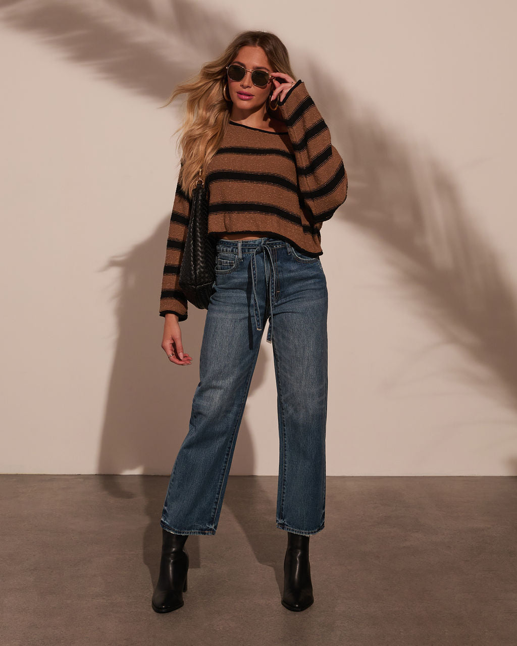 Beachside Striped Cotton Blend Sweater-Vogue Logic